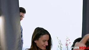Shy Step Brother Joins Step Sister Lana Roy and Bi-Curious Girlfriend Stefany Kyler for Wild Threesome Action