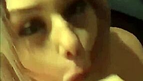Blonde babe performs a great handjob blowing a large penis and cumshots