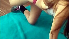 We see Amador's naughty maid caught exercising in gym then gives a steamy show