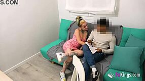 The story of European blonde Lady Medusa who made her first porn experience with her coach
