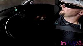 A horny driver and his girlfriend, amateur car sex