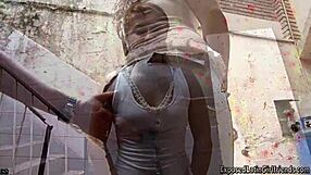 Teens with condom fuck on the streets of alley, amateur porn video