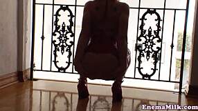 Squirting Enema Babes Dive Deep with Messy Dildo Play