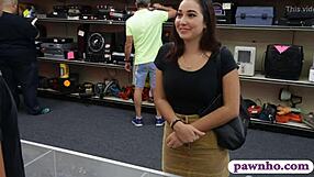 Amateur girl caught on camera exposing herself to perverted pawnshop employee