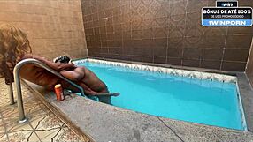 Erotic and passionated swimming pools session with a beautiful and sensually tattooed partner