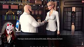 Playful Animated MILF reporter in stockings