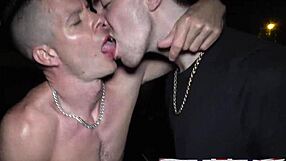 Bareback sex with young gay men, in a car