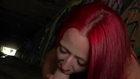 Monster cock redhead makes money for public sex