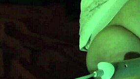 Hitachi and plug gets teeth into amateur as he takes intense orgasm