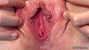 Close up of young girl's smooth pussy gets close up masturbation