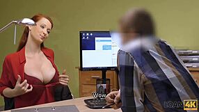 Office affair of European redhead who gets wild with her lender
