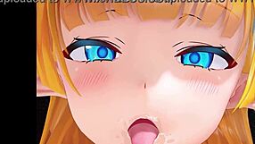 Anime girl gets covered in cum in Elf MMD Hentai video