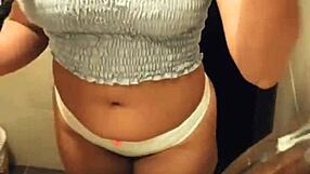 A submissive transsexual Sara licking a cock and having a bald genital area penetrated in anal scene shot in POV
