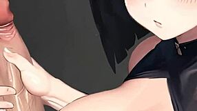 POV of Hinata from cartoon girl gives an sensual handjob