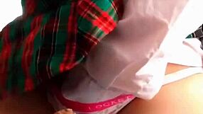 After school Mexican beauty joins me for a steamy session of self pleasure and intense sex together