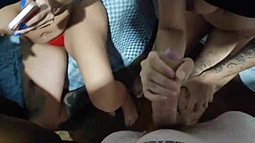 A gang bang for two bisexual shemales and two dicks
