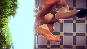 Japanese anime and manga stereotype of Yangfei finger banging and foot sex scene in Genshin Impact