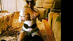 Bubbling slut farm girl with massive natural tits gets turned on and orgasms tits
