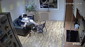Masked man rubs one off in front of the cam