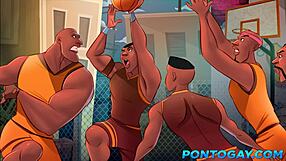 A post–workout basketball orgy with gay anal action