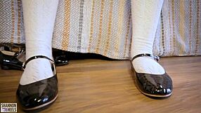 Firm Breast & Tan Lines: Shannon’s innocent classroom moment becomes solo pleasure with heels and socks