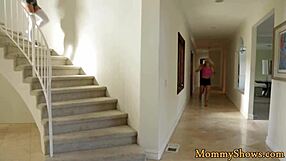 Lesbian pleasure from teen beauty while seducing stepmom