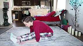 Slutty milf from Europe is teaching a friend yoga in this High Definition video