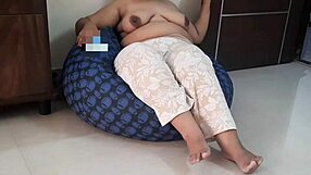 Outdoor sexual activity involving aroused wife on terrace