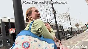 In public spaces a young girl exploring her body
