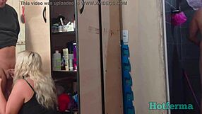 Unprotected sex with another man alongside blonde wife's husband watching