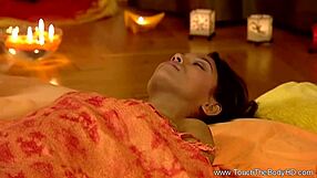 Female practitioner does sensual erotic massage with Indian couples