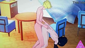 Having sex with Sasuke from Naruto in adult cartoon with blowjob and masturbation