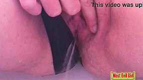 Lace shaven and wet masturbation session intimate close up