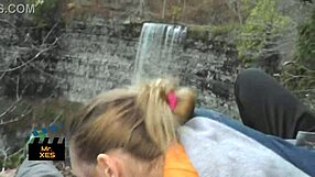 Outdoor blowjob to monster cock – blonde amateur