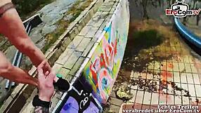 Out on a real date, German mom with inked body gets anal sex outdoors