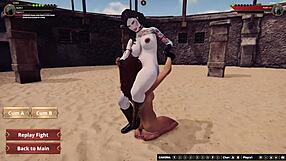 Greta and Draka fight, rough and 3D spank