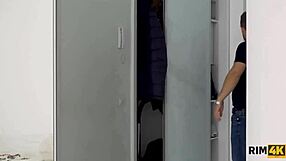 Steamy college threesome with shaving and hardcore action