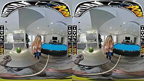 Caitlin Bell’s virtual billiards game – scantily clad MILF Latina woman explores the environment