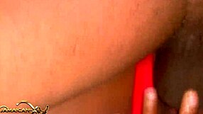 Tommy lays black babe in red underwear and she takes dicks doggy style