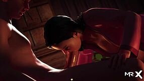 In a visual novel style hentai; Nadia's sweet handjobming and throat sucking skills