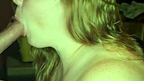 Blonde milf adult movie in garage and gets deep throat blowjob