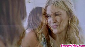 Lesbian babe fiercely licks ex-girlfriend's stepmom's ass
