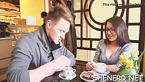 Nerdy glasses guy sucks cock and takes a pounding