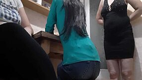 Wow! Unexpected Lesbian Threesome in Kitchen with Dirty Talk!