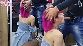 On her wedding anniversary a hot babe gets milked and then serves up honey pussy cum at a pro restaurant