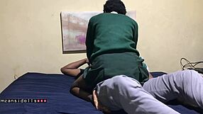 African American beauty fulfils her sexual desire at night with a big organ