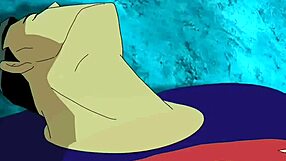 Muscular man rides cock of gay Asian guy in erotic cartoon