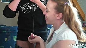 Before she gets her ass stuffed this tiny university girl gets a huge facial