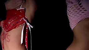 Young and obedient girl shows her tits and her tight rope bondage and blowjob