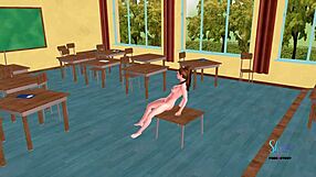 Beautiful teen girl in seductive poses, a 3D animated cartoon